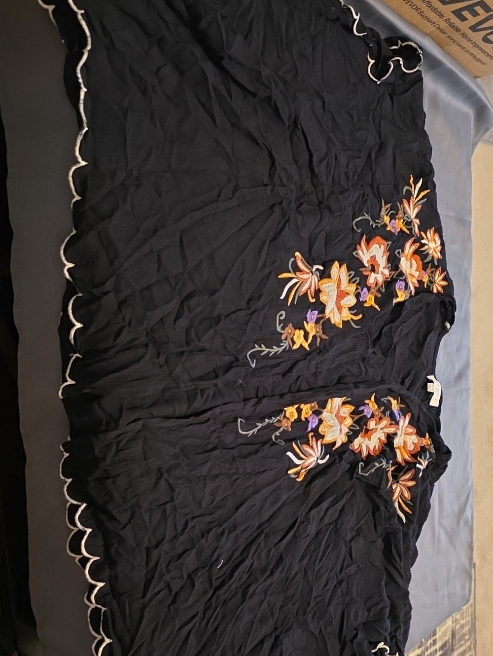Umgee Black Embroidered Floral Kimono Jacket